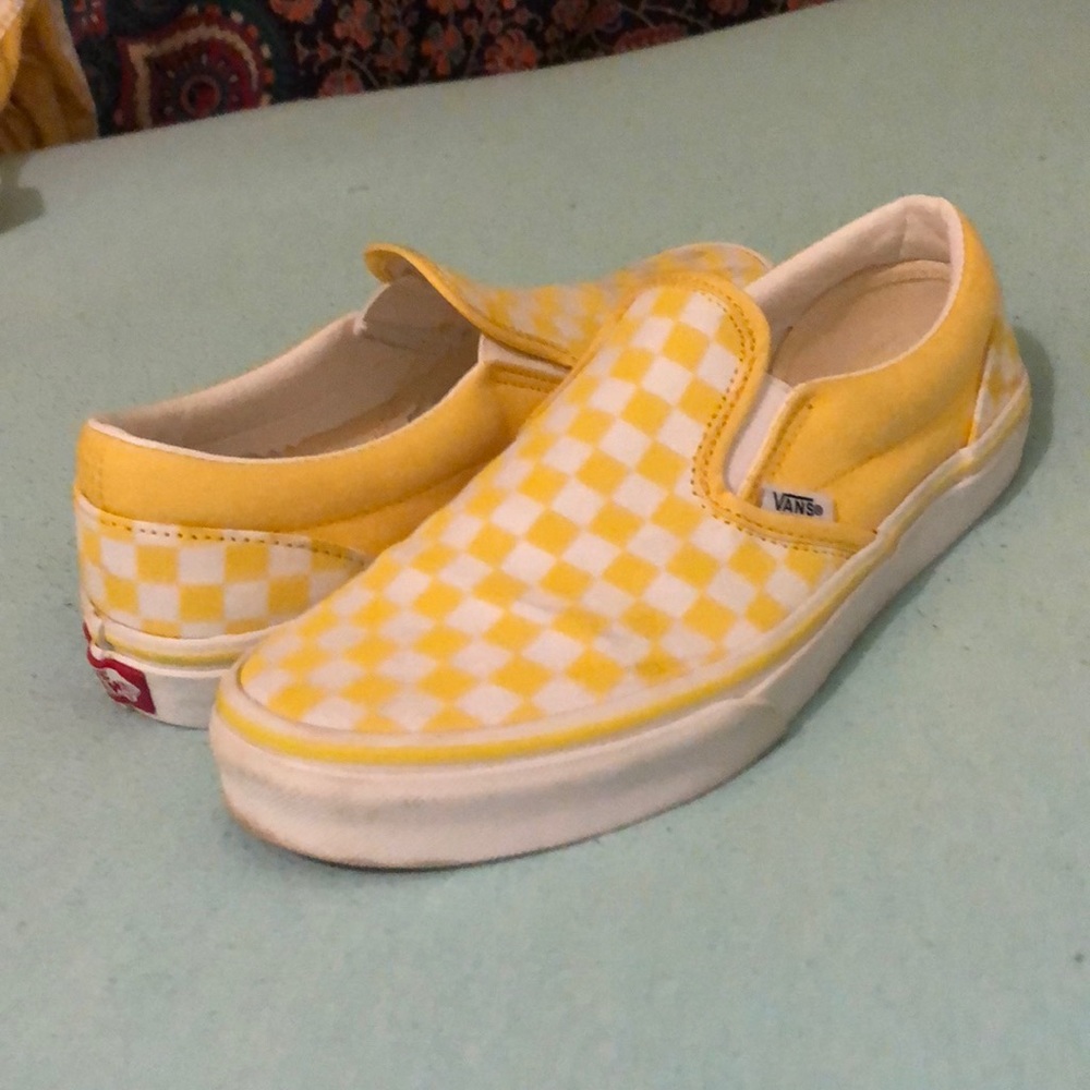 Yellow Checkered Slip-On Vans